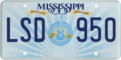 MS license plate LSD950