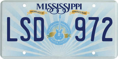 MS license plate LSD972