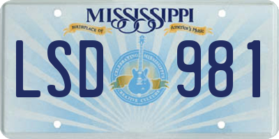 MS license plate LSD981