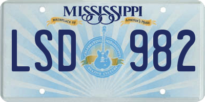 MS license plate LSD982