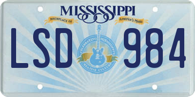 MS license plate LSD984