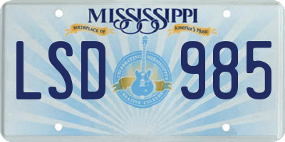MS license plate LSD985