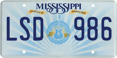 MS license plate LSD986