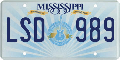 MS license plate LSD989