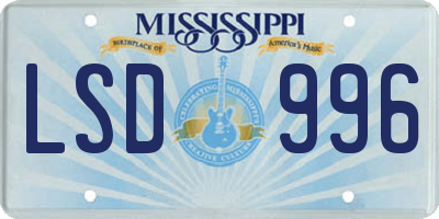 MS license plate LSD996