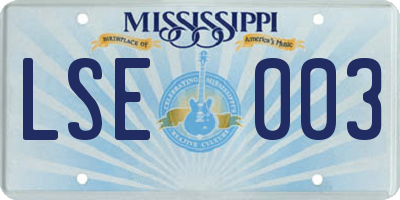 MS license plate LSE003