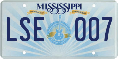 MS license plate LSE007