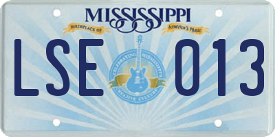 MS license plate LSE013