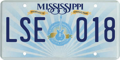 MS license plate LSE018