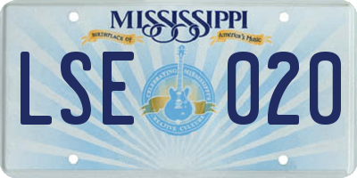 MS license plate LSE020