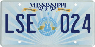 MS license plate LSE024