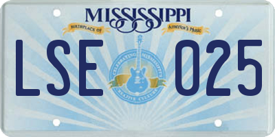 MS license plate LSE025