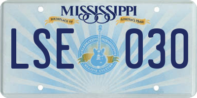 MS license plate LSE030