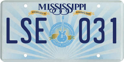MS license plate LSE031