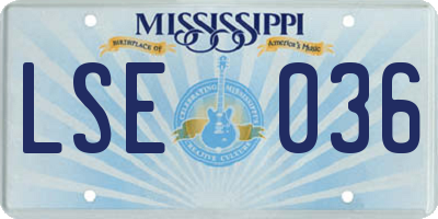 MS license plate LSE036