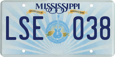 MS license plate LSE038