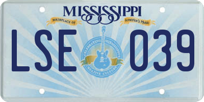 MS license plate LSE039