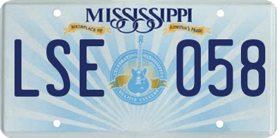MS license plate LSE058