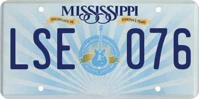MS license plate LSE076