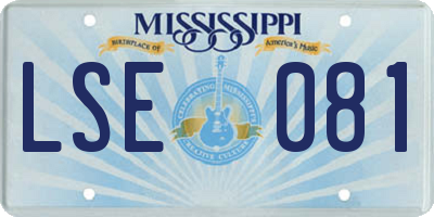 MS license plate LSE081