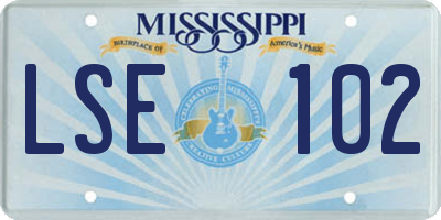 MS license plate LSE102