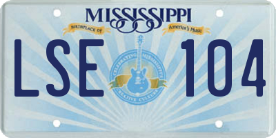 MS license plate LSE104