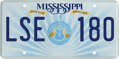 MS license plate LSE180