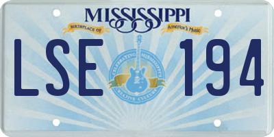 MS license plate LSE194