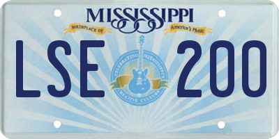 MS license plate LSE200