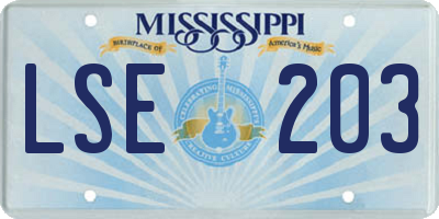 MS license plate LSE203