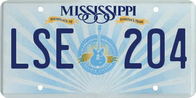MS license plate LSE204