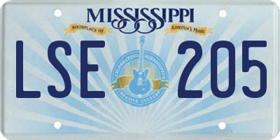 MS license plate LSE205