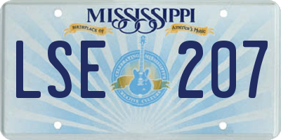 MS license plate LSE207