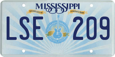 MS license plate LSE209