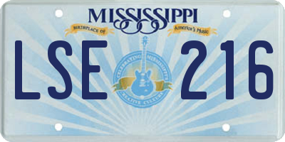 MS license plate LSE216
