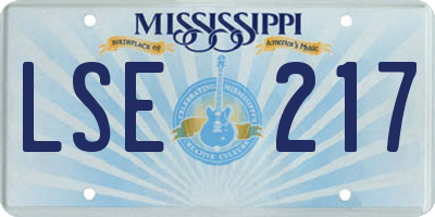 MS license plate LSE217
