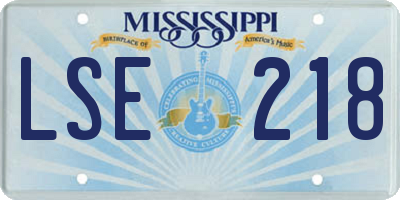 MS license plate LSE218