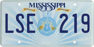 MS license plate LSE219