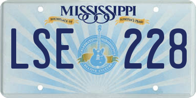 MS license plate LSE228