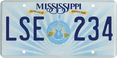 MS license plate LSE234