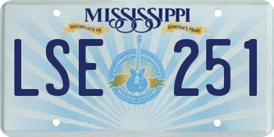 MS license plate LSE251
