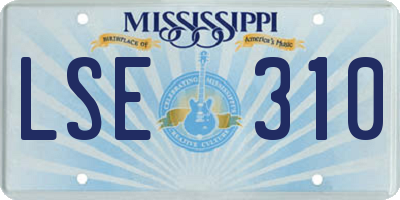 MS license plate LSE310