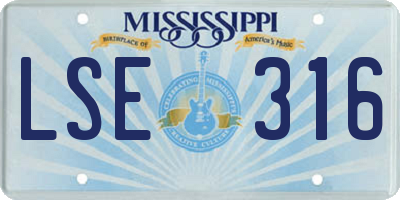 MS license plate LSE316