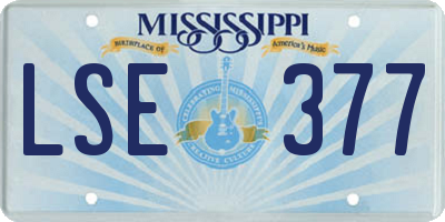 MS license plate LSE377