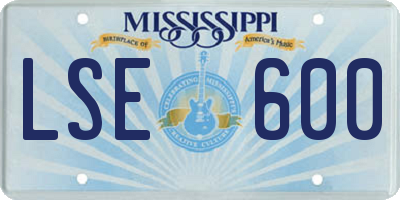MS license plate LSE600