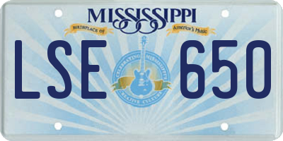 MS license plate LSE650