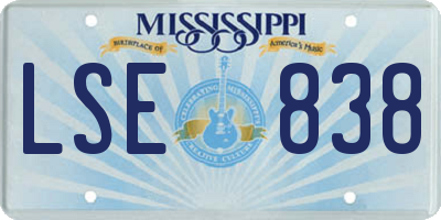 MS license plate LSE838