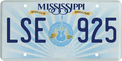 MS license plate LSE925