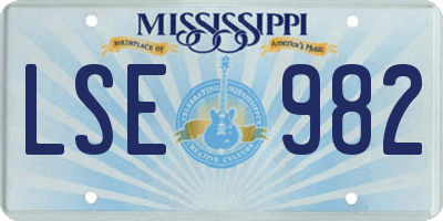 MS license plate LSE982