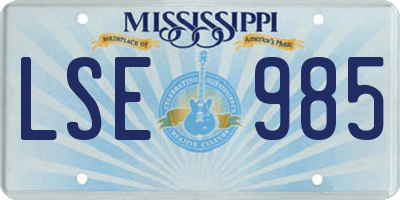 MS license plate LSE985
